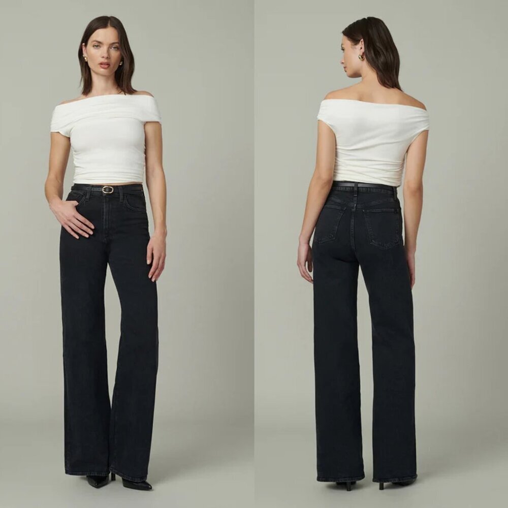 Joe's The MIA High Rise Wide Leg Black Jeans In Bewitched Size 31
